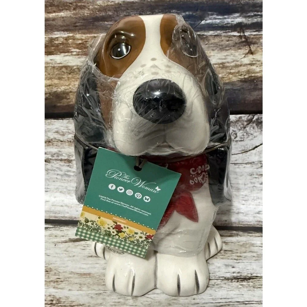 The Pioneer Woman Henry Basset Hound Dog Cookie Jar Candy Treat Canister 7.75
